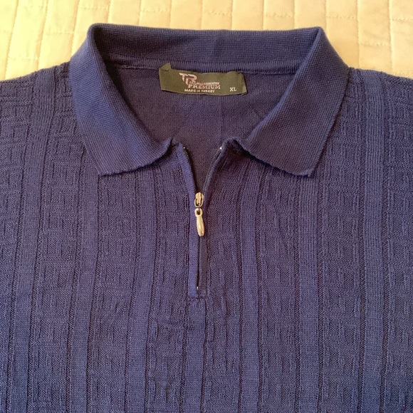 Tailored Recreation Premium Polo Shirt, Quarter Zip, Navy Blue Pattern, Size XL - Picture 15 of 15